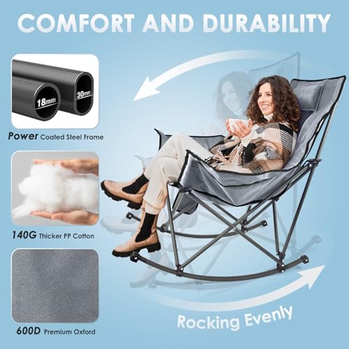 XL Oversized Heated Rocking Camping Chair with 3 Heat Levels L5964