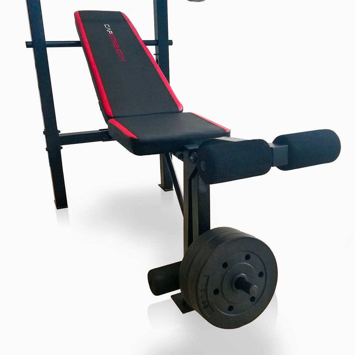 Adjustable Weight Bench with Rack and 90 lb Vinyl Weight Set O58116