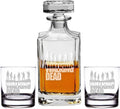 Engraved Decanter And Rocks Glasses Set Of 3 J1757