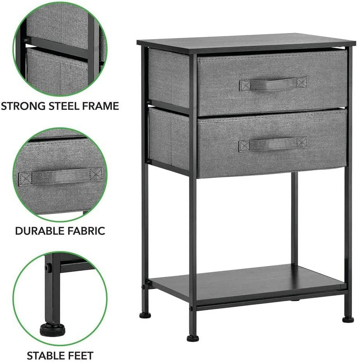 Charcoal Gray 2 Drawer Storage Dresser D969110