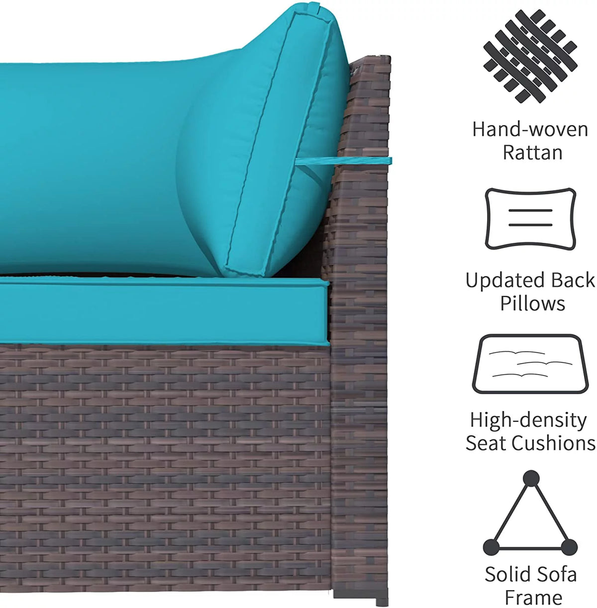 6 Pieces All-Weather PE Rattan Patio Sofa Set with Coffee Table & Cushions U298