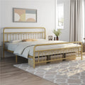Queen Matte Black Metal Platform Bed Frame with Headboard and Footboard Q4176