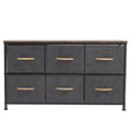 Gray 6 Drawer Fabric Dresser with Wooden Tabletop C1064