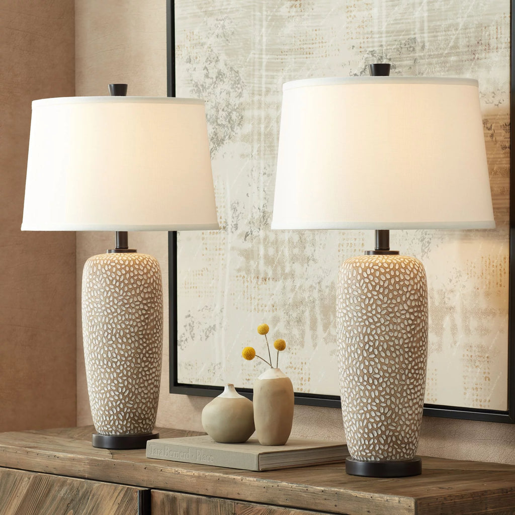 27 1/4" Tall Beige Table Lamps Set of 2 G5295