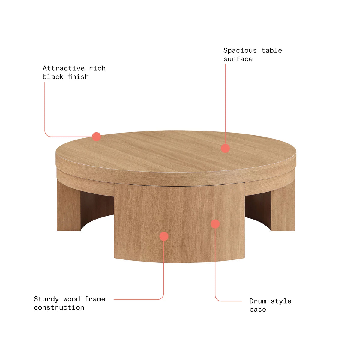 Round Coffee Table Warm Honey Finish O646572