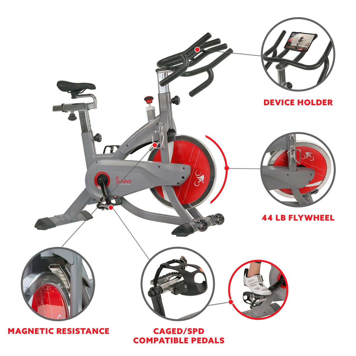 Indoor Cycling Exercise Bike with 44 lb Flywheel U42255