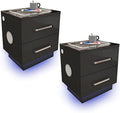 Black Nightstand with Drawers and Charging Station P597
