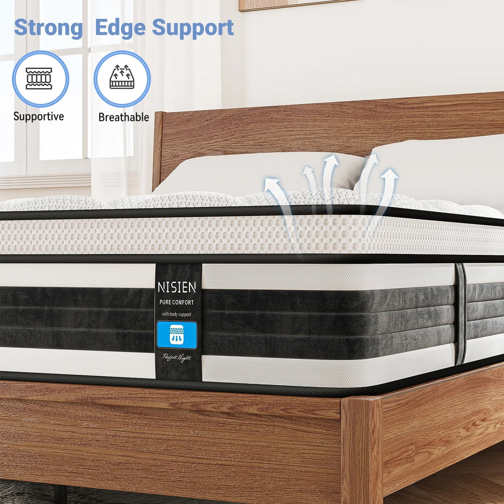 Queen Size 10 Inch Gel Memory Foam Hybrid Mattress C3346