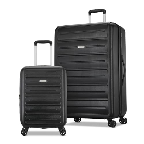 Hardshell Luggage Set 2 Piece Set 20/28" Spinner Wheels Expandable Black E53323