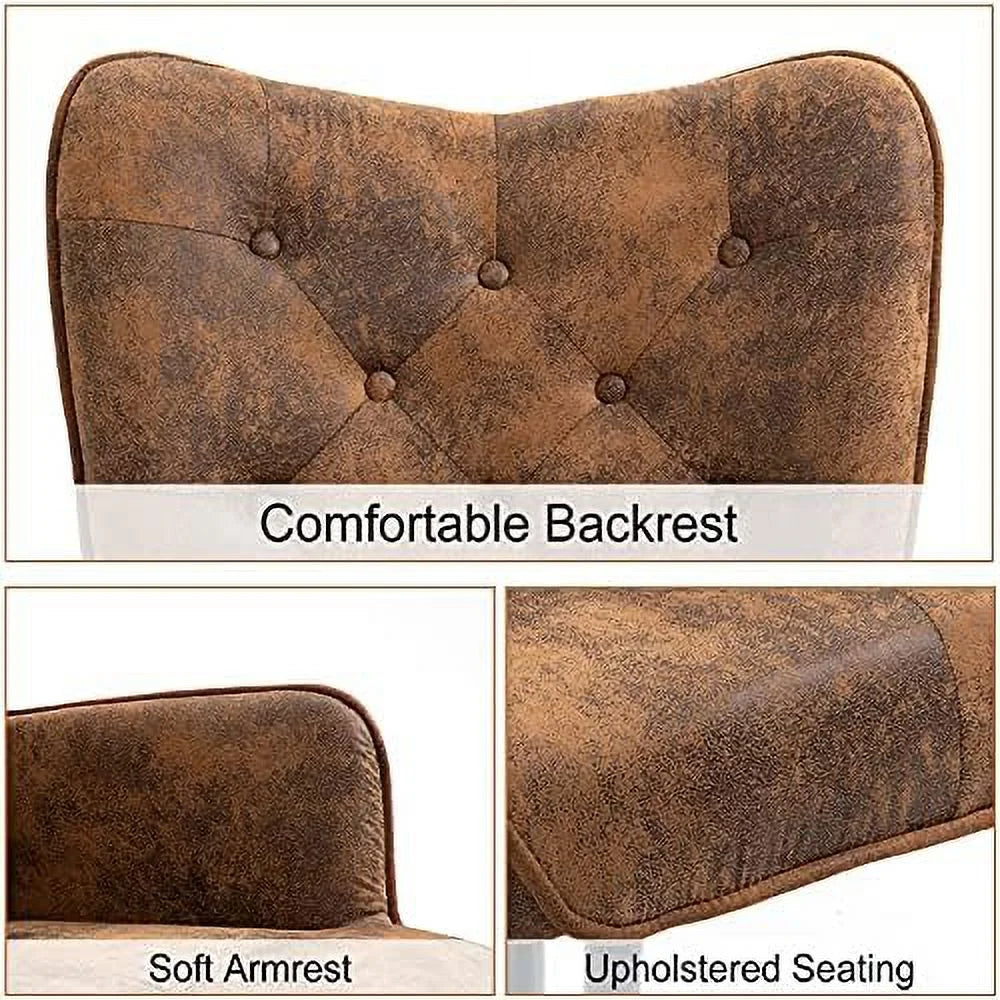 Brown Upholstered Wingback Accent Chair with Arms L6169