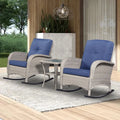 3-Piece Wicker Rocking Chair with Side Table and Cushions S403