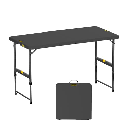 4ft Portable Folding Table, 4 Heights, Gray D183