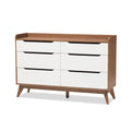 White Walnut 6-drawer Mid-century Chest E6392
