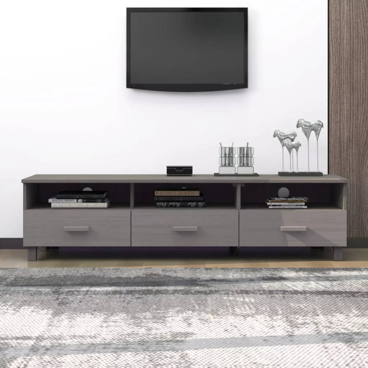 Gray Solid Wood Pine TV Stand X481187