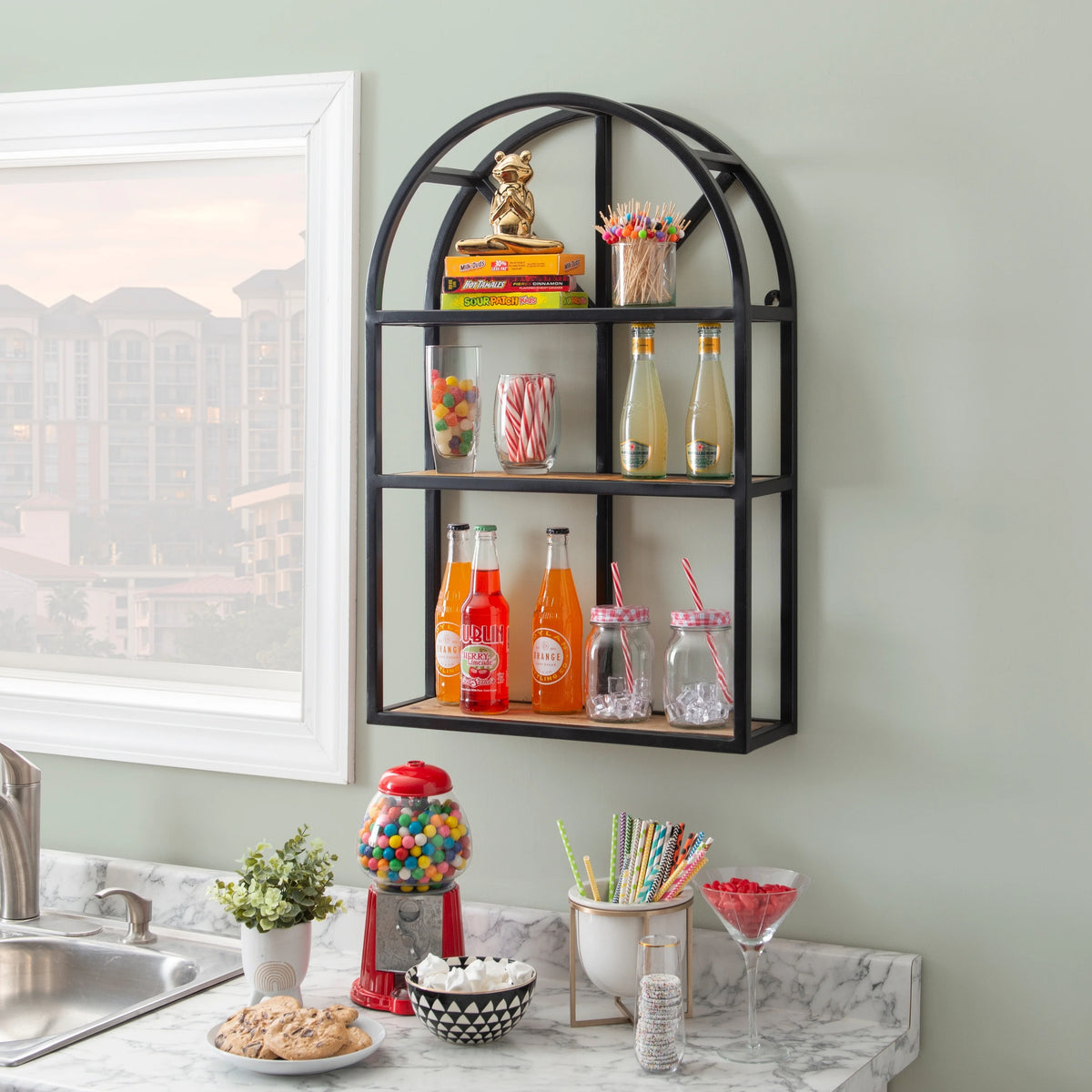 Gold Hanging Wall Shelf F394842
