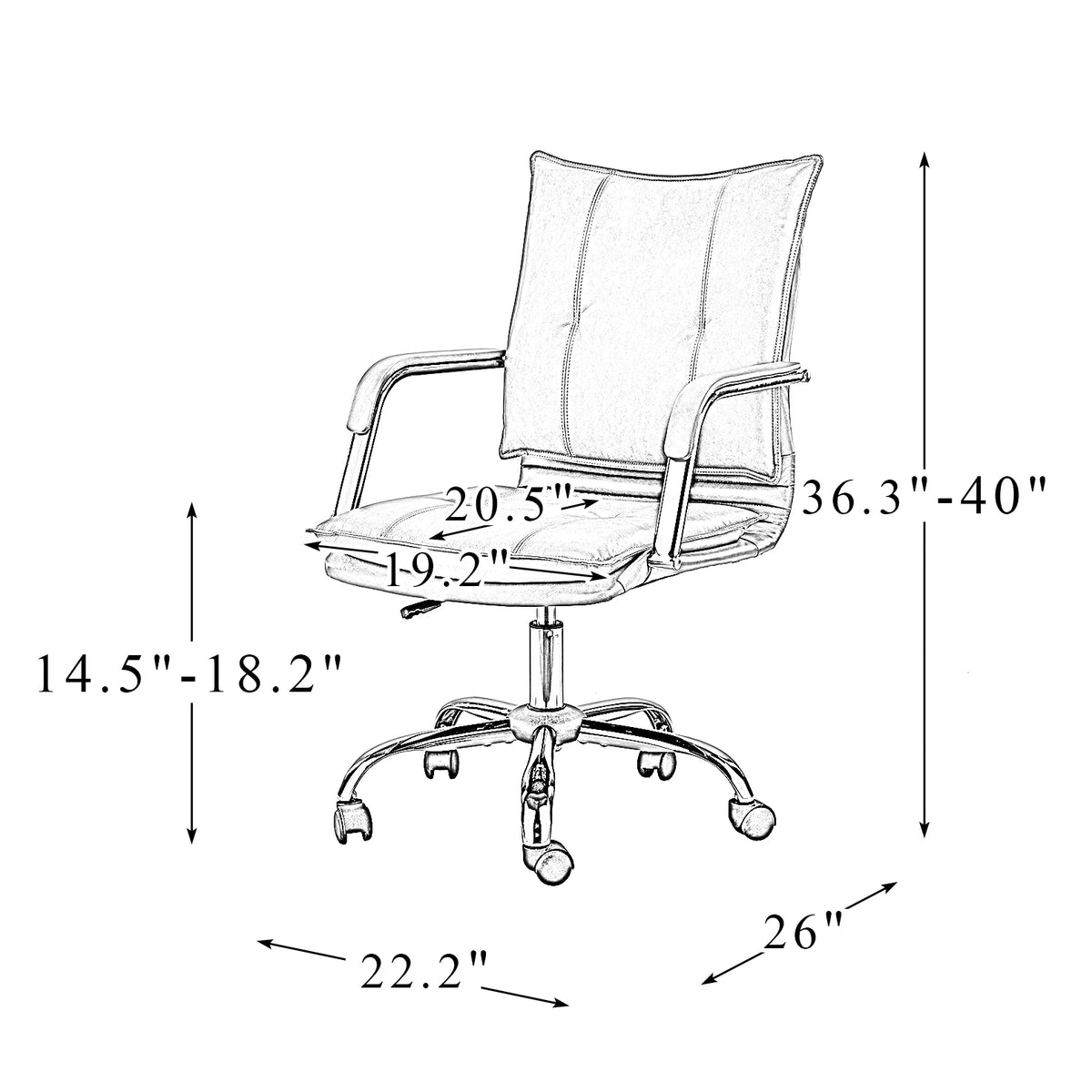 Vegan Leather Tufted Mid Back Task Chair X607295