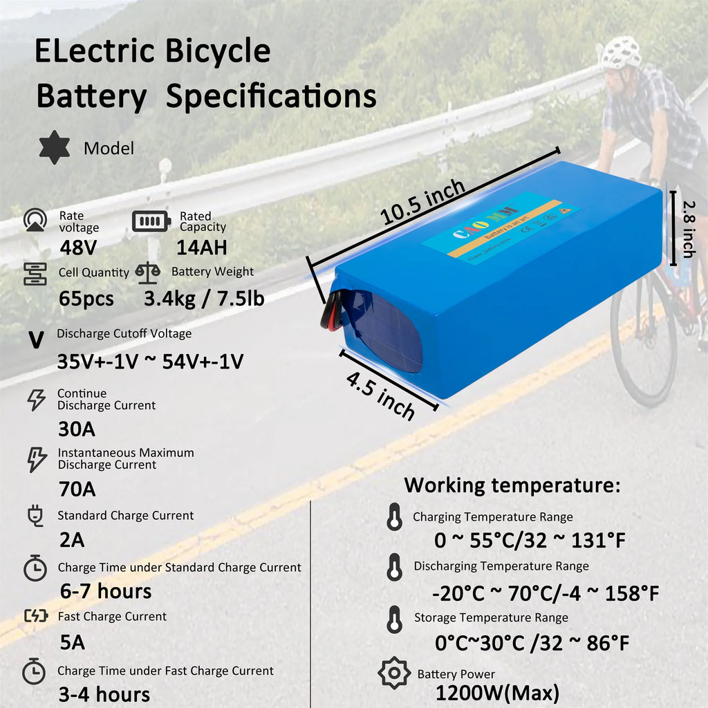 48V 14Ah Lithium Battery 30A BMS E802