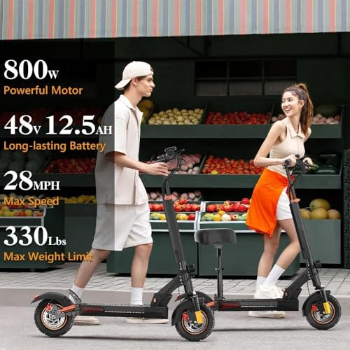 800W Motor 10" Pneumatic Tire Foldable Electric Scooter with Seat N453