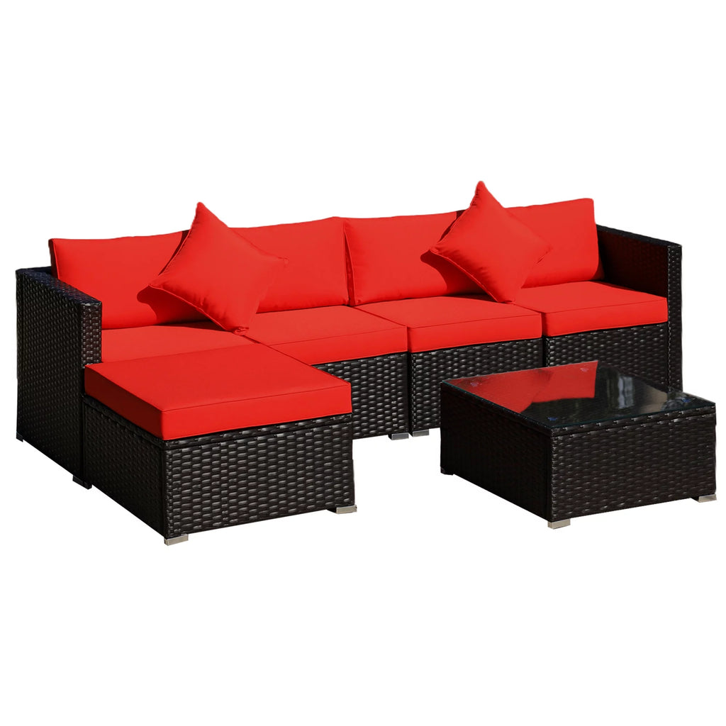 6-Piece Outdoor Patio Rattan Wicker Furniture Set with Cushion Z2746