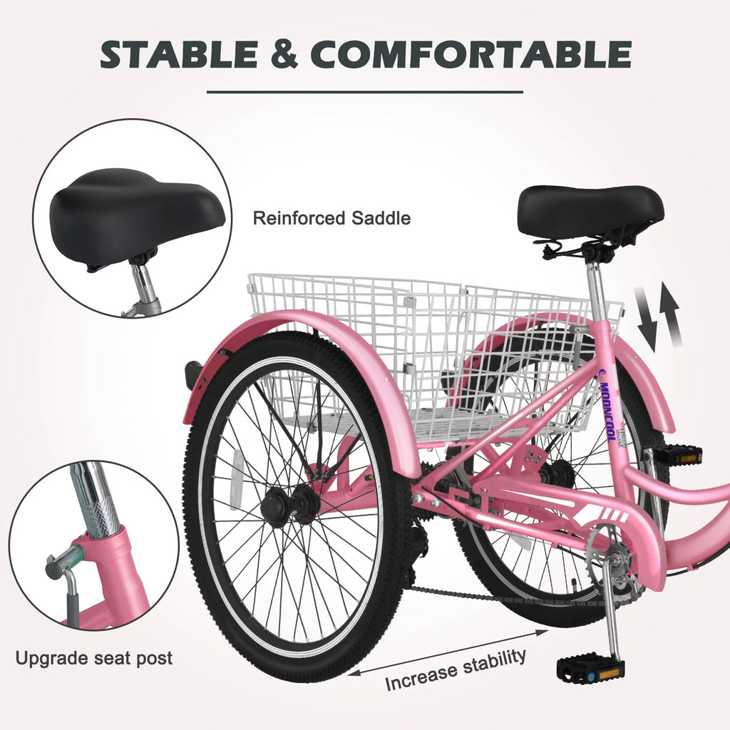24 Adult Tricycle 7 Speed Cyan K35666