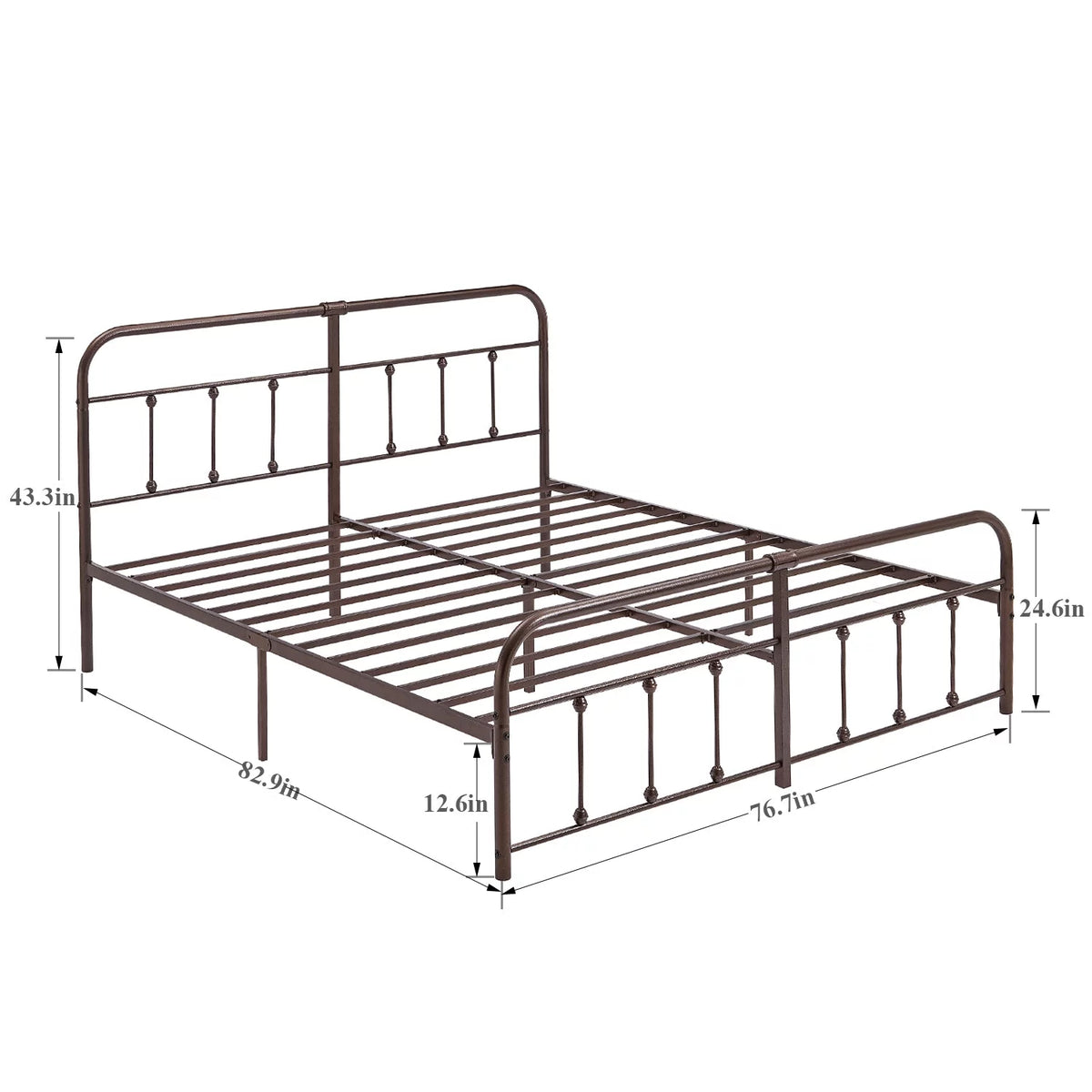 Queen Size Metal Bed Frame with Headboard and Footboard Y340303