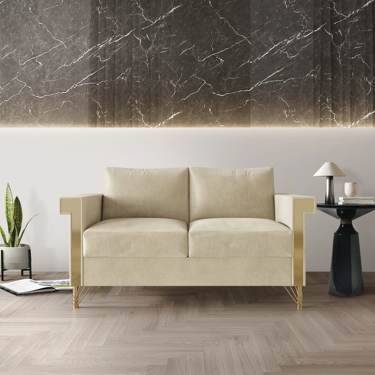 Velvet Upholstered Loveseat B14313