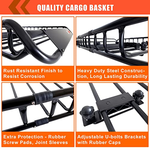 Folding Hitch Mount Cargo Carrier Basket 60" X 20" X 6" with Waterproof Cargo Bag B279487