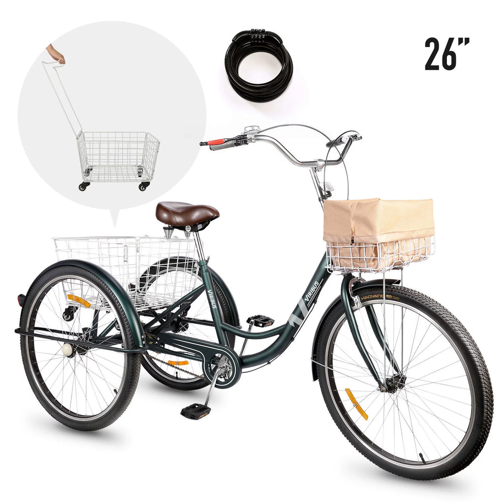 26 Inch Single Speed 3 Wheel Bike with Removable Basket G2464