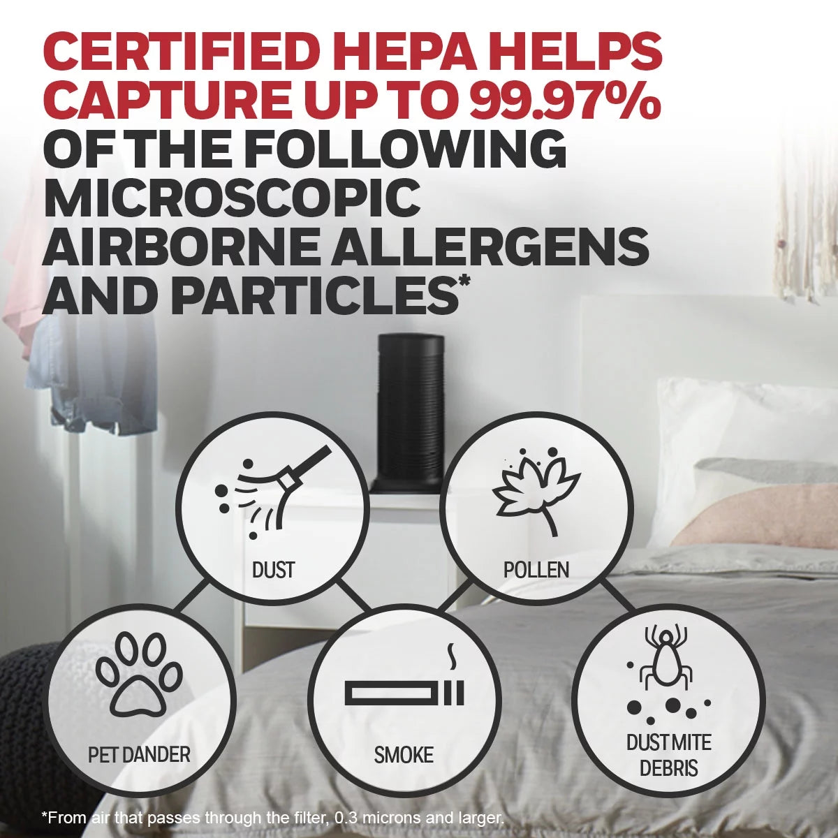 Air Purifier HEPA Filter 75 sq ft X404