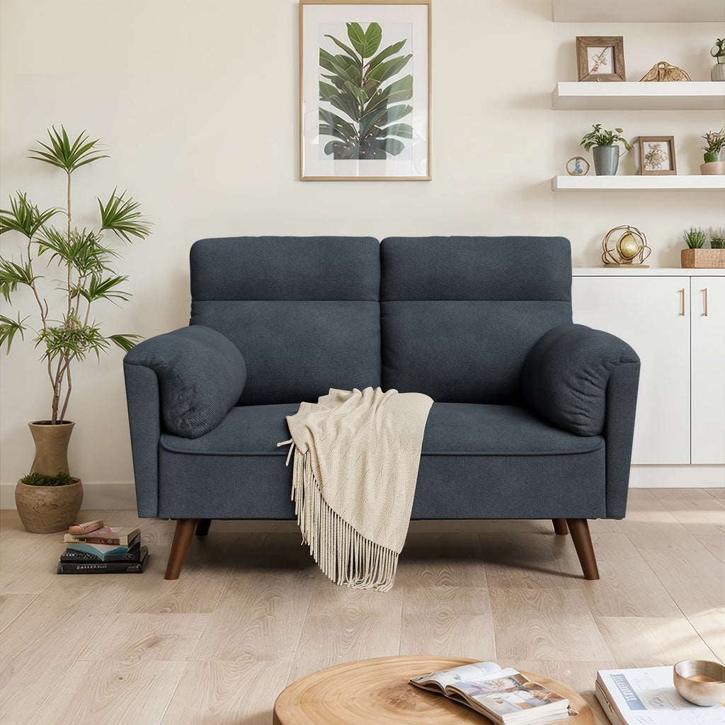 49'' Dark Gray Upholstered Loveseat Sofa with Solid Wood Legs U657