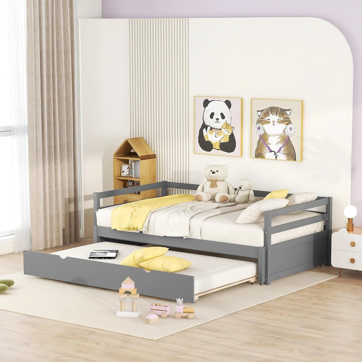 Grey Wood Daybed with Pull Trundle X379
