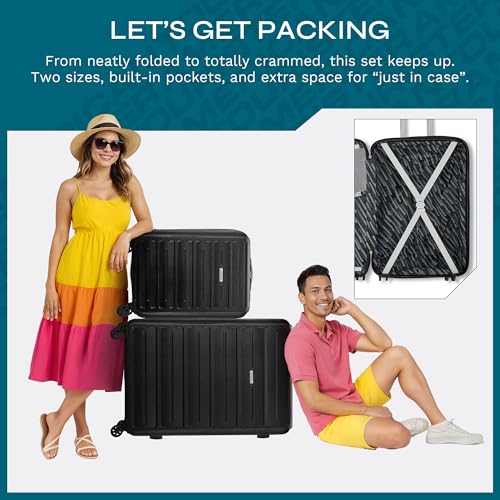 Hardshell Luggage Set 2 Piece Set 20/28" Spinner Wheels Expandable Black E53323