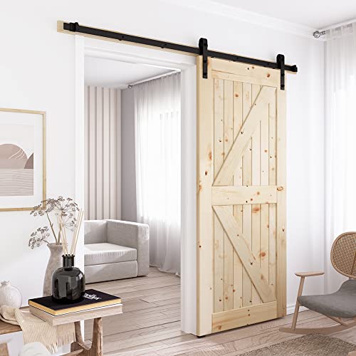 6FT Sliding Barn Door Hardware Kit Black O510924