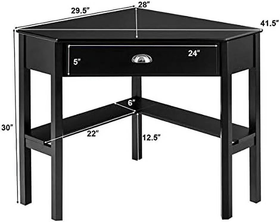White Corner Desk with Drawer Shelves C635