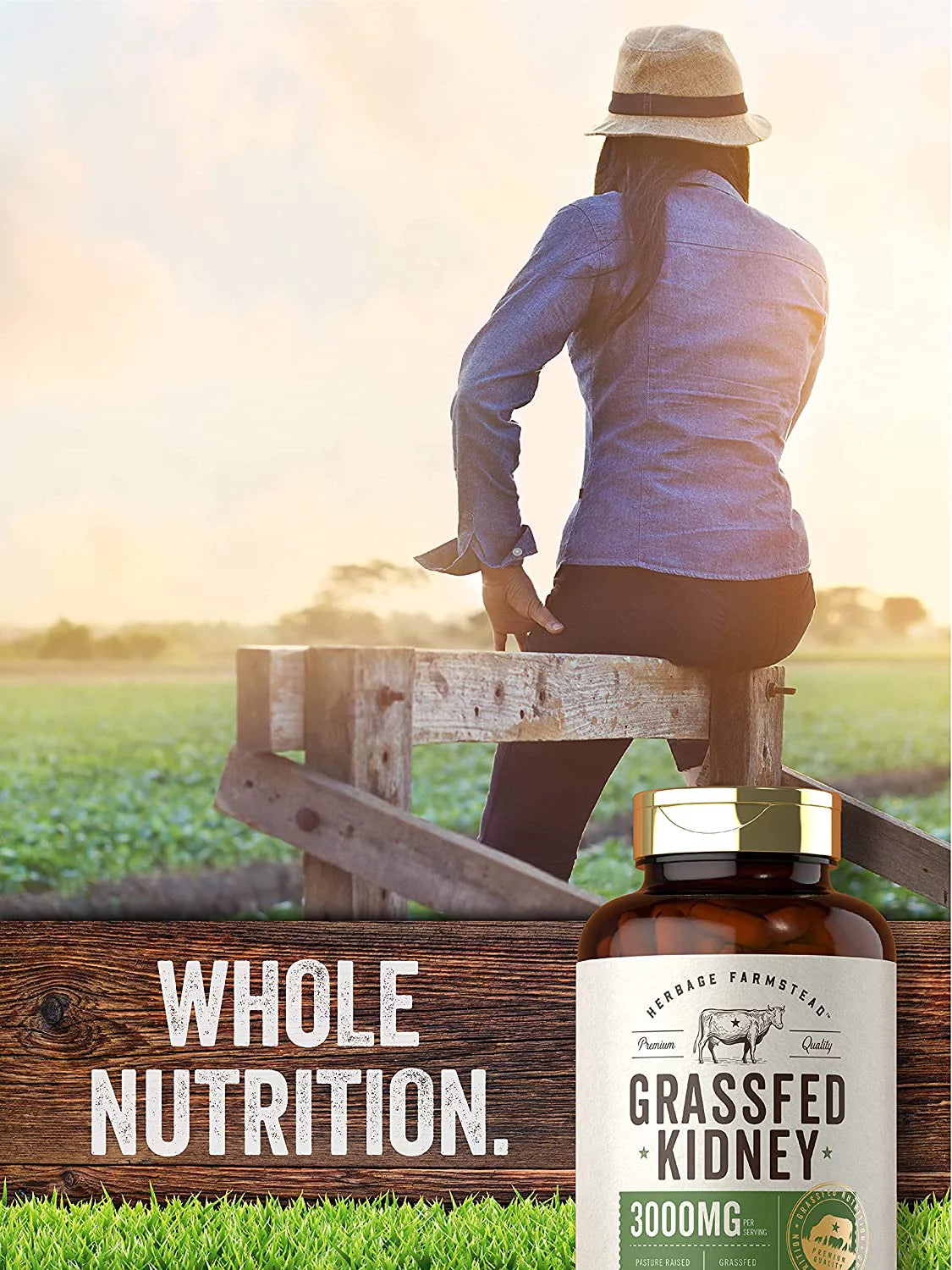Grassfed Beef Kidney 3000mg 200 Capsules W811