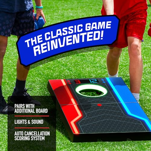 Electronic Cornhole Board Set with Auto Scoring and 8 Bean Bags I7597