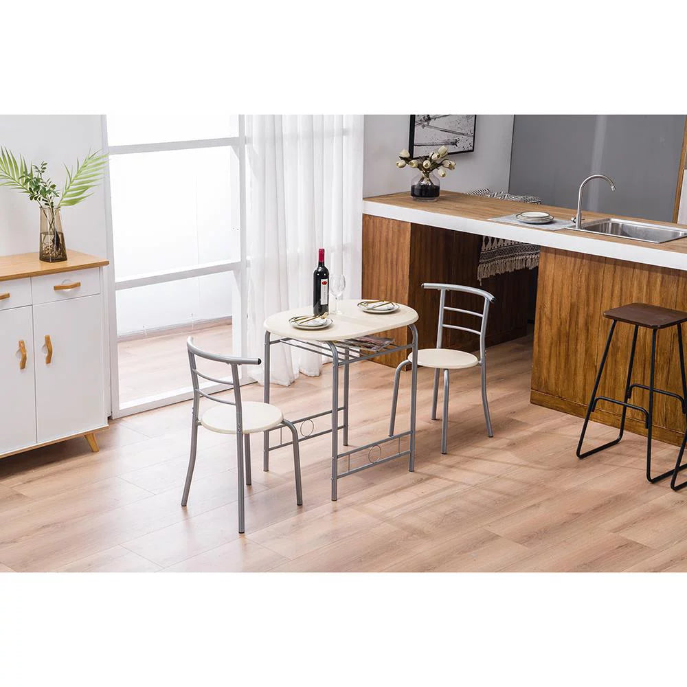 3-Piece Wooden Round Table and Chair Set L9408