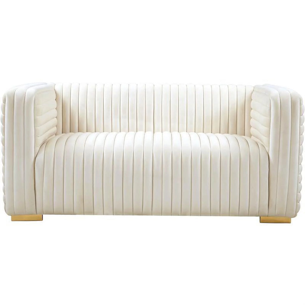 Cream Velvet Loveseat K66579