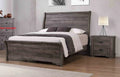 King Size Bed and 2 Nightstand Set Wooden Furniture Gray Finish J789