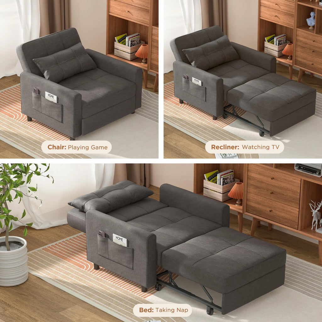 Light Gray Convertible Sofa Bed T2814