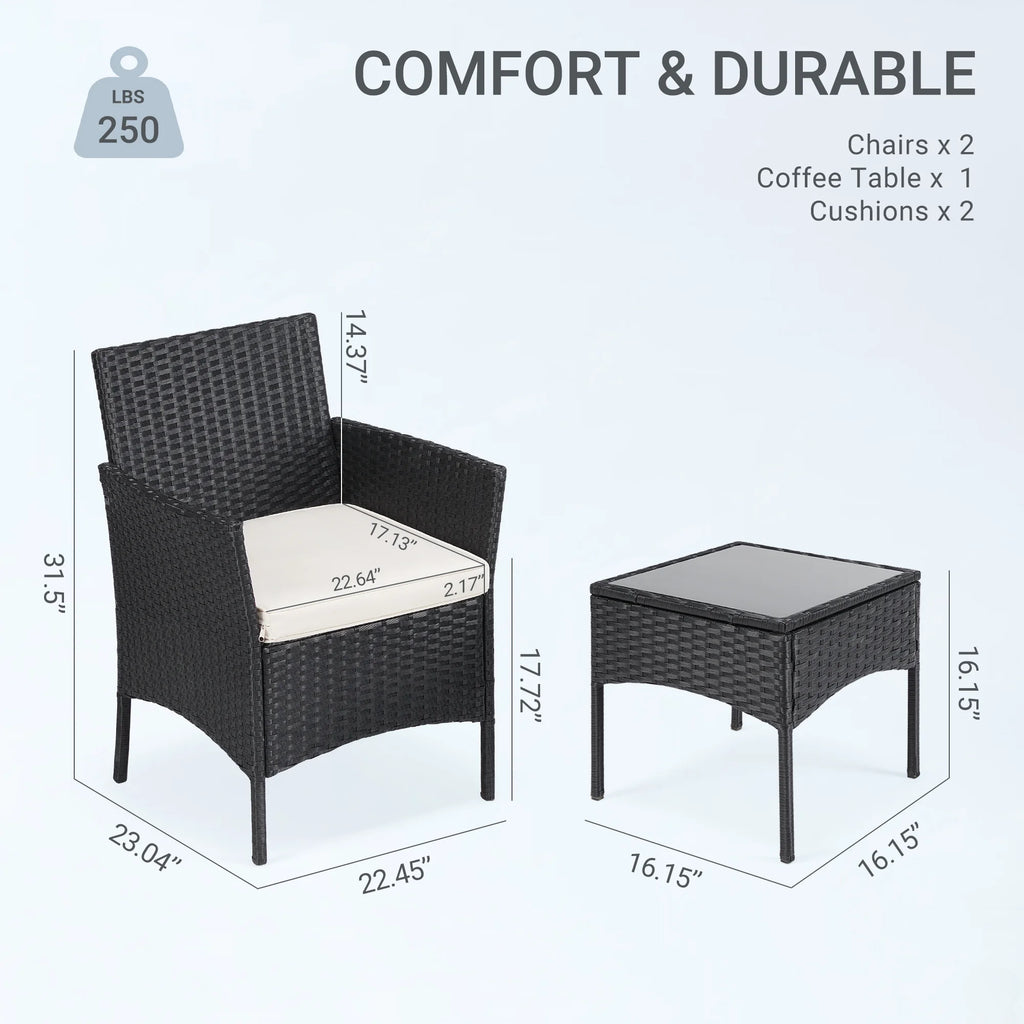 Black Beige Bistro Set Q663