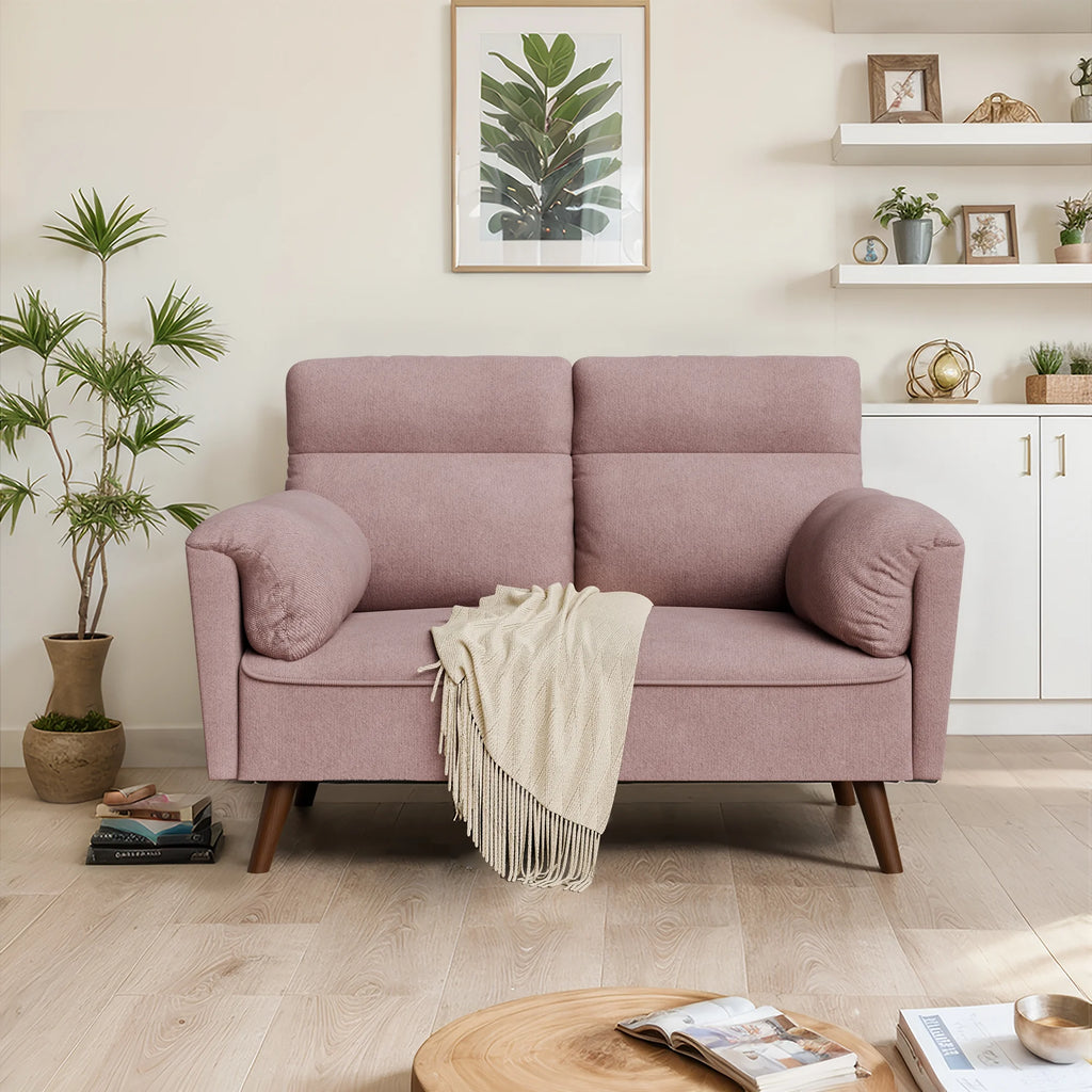 49'' Dark Gray Upholstered Loveseat Sofa with Solid Wood Legs U657