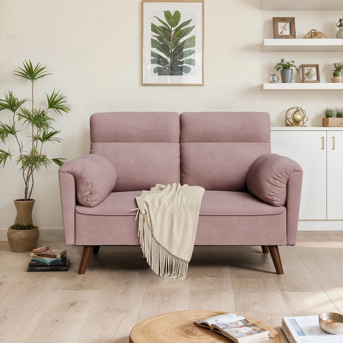 49'' Dark Gray Upholstered Loveseat Sofa with Solid Wood Legs U657