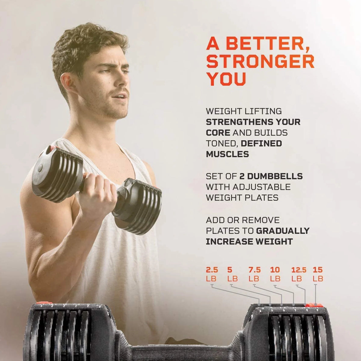 15 Pound Adjustable Dumbbells Set, 2 Pcs G439