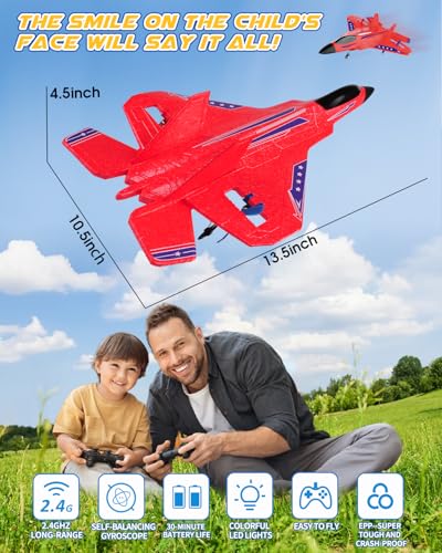 2.4GHz Remote Control Airplane with Gyro Stabilizer LED Light Red O21120