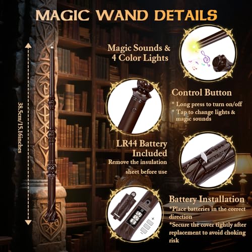 Light Up Magic Wand with Sounds & 4 Color Lights 4PCS W51391