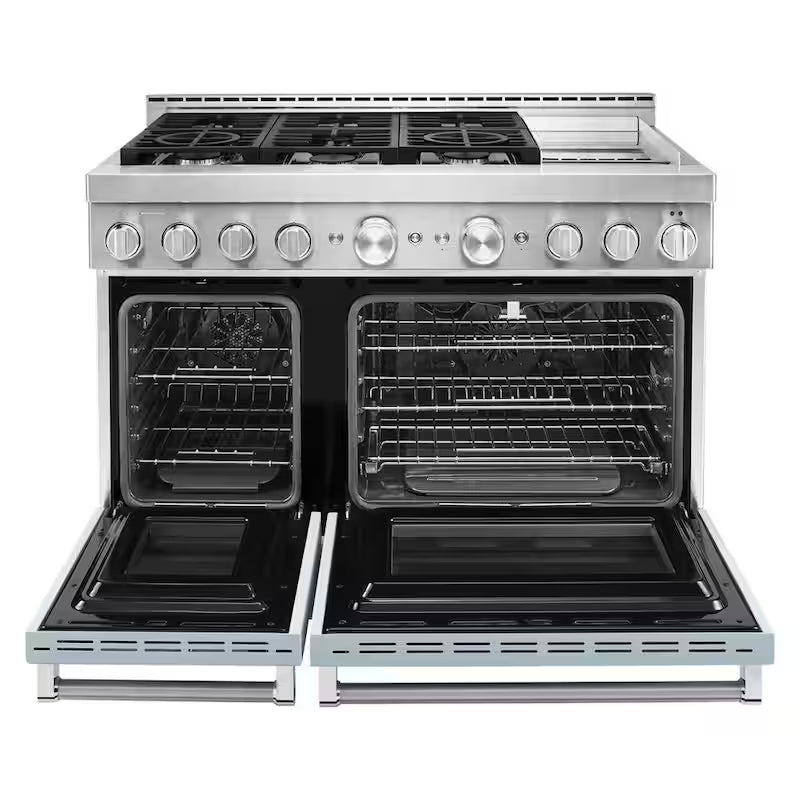 6.3 cu. ft. Smart Double Oven Gas Range with Griddle in Misty Blue I509