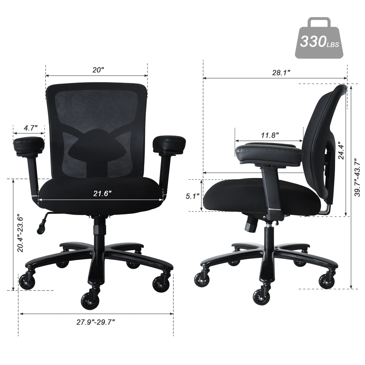 Big and Tall Office Chair with Lumbar Support R1939