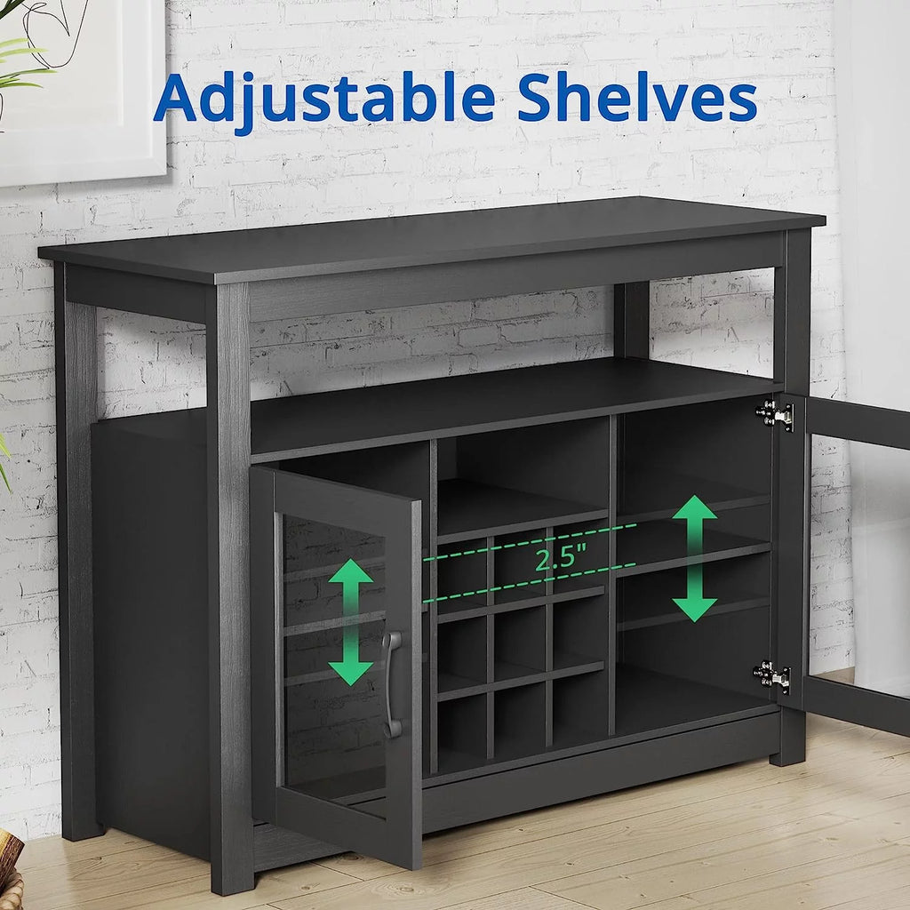 Black Freestanding Buffet Sideboard with Wine Rack N63824