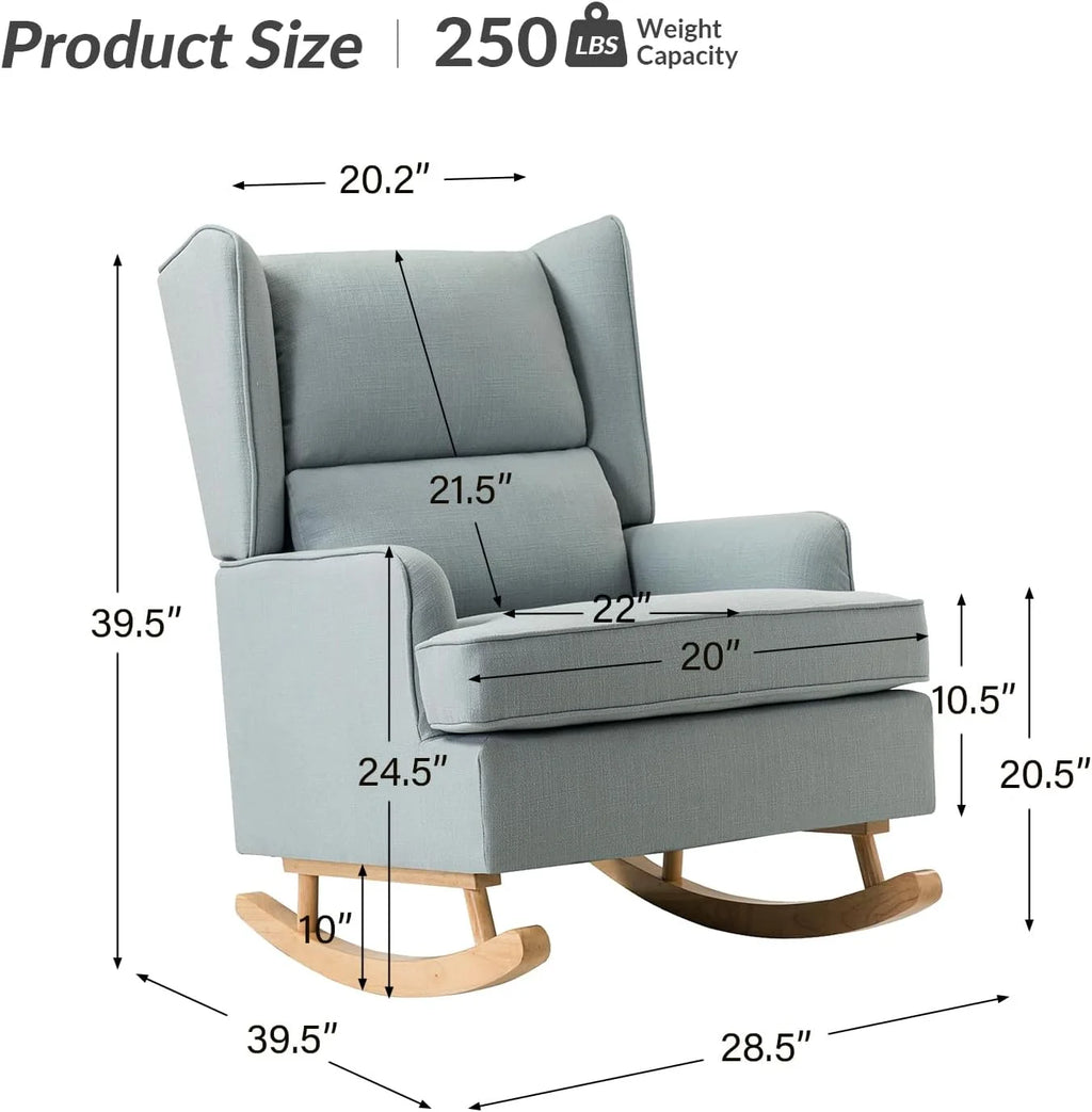 Blue Linen Upholstered Rocking Chair R996